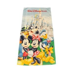 Vintage‎ Walt Disney World Beach Towel Mickey Minnie Donald Goofy Pluto Castle